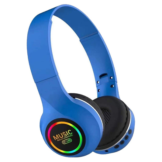 Wireless Bluetooth Headphones with LED Light, Over Ear Foldable Gaming Headset with Built-in Microphone 1FM 1SD Card Slot, High-Fidelity Sound for Universal Cell Phone and Bluetooth Device BTEP-HDSET-L68