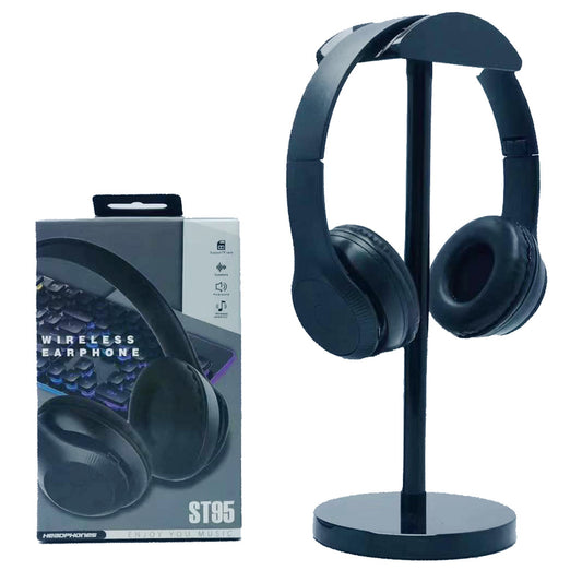 Wireless Bluetooth Headphones, Over Ear Foldable Gaming Headset, Built-in Microphone 1FM 1SD Card Slot, High-Fidelity Sound for Universal Cell Phone and Bluetooth Device BTEP-HDSET-ST95