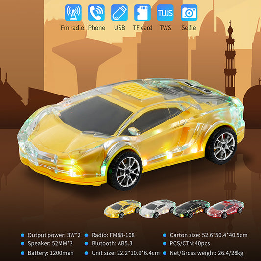 Portable Bluetooth Wireless Speakers, Fashion Cool Car Style, RGB Lights, without Kalack and Microphone, MLL63