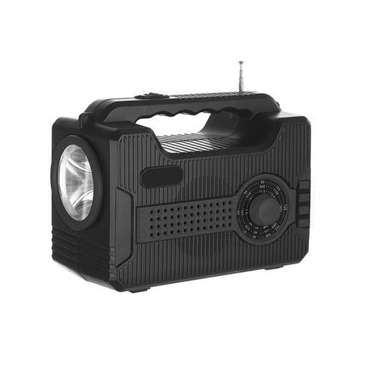 Portable Solar Radio Speaker with Bluetooth 1FM 1AM 1SW 1USB 1TF Port, External Antenna Flashlight, T5219