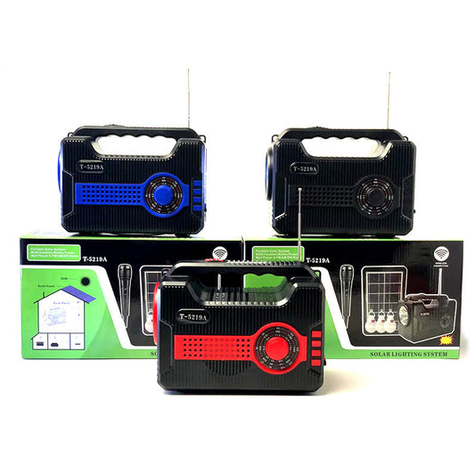 Portable Solar Radio Speaker with Bluetooth 1FM 1AM 1SW 1USB 1TF Port, External Antenna Flashlight, T5219