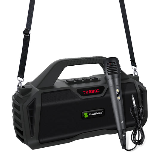 Portable Outdoor Bluetooth Wireless Speakers, with Microphone Boombox, Support FM Radio TF Card USB AUX, 6011M