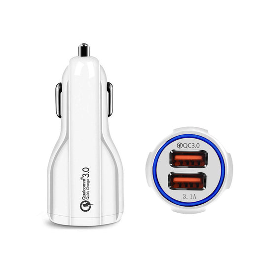 Car Charger Automobile Cigarette Adaptor, Dual USB-A Port QC 3.0 Fast Charging