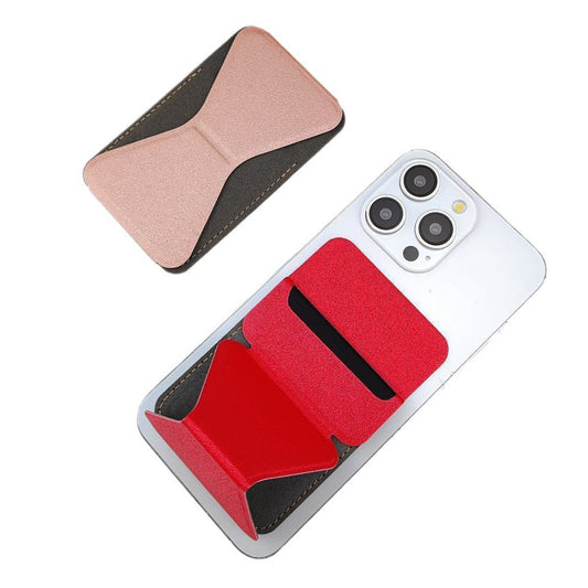 Cell Phone Stick-on ID Credit Card Holder with Stand Wallet Sleeve Pouch