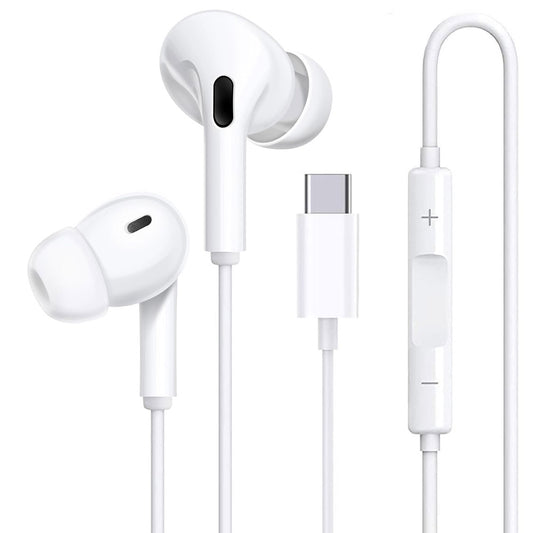 Wired Earbuds with USB-C Connector, In-Ear Headphones Earphones with Type-C Plug, Built-in Remote to Control Music/Phone Calls/Volume, Noise Canceling