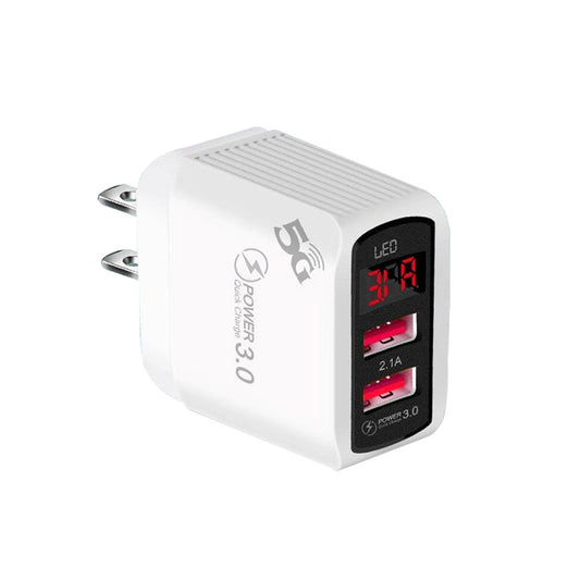 Dual USB Port Wall Charger Home Power Adapter Cube with LED Digital Display A Grade