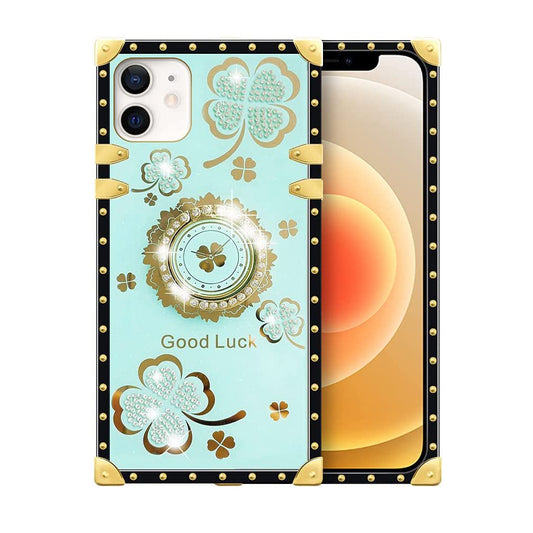 For iPhone 12 Case with Ring Stand Marble Design Hard Cover HDL116