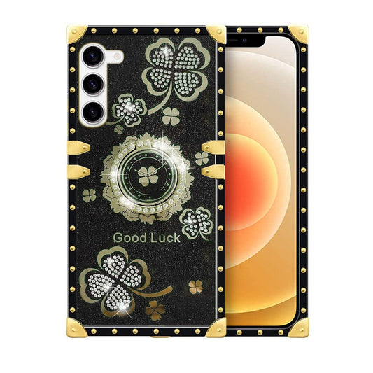 For Galaxy S23 Case with Ring Stand Marble Design Hard Cover HDL116