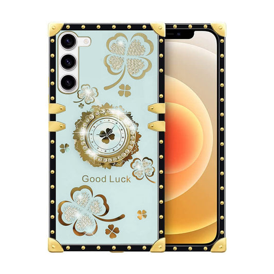 For Galaxy S23 Plus Case with Ring Stand Marble Design Hard Cover HDL116