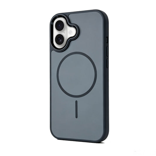 For iPhone 18 Magnetic Matte Case Contrast Color Metal Camera Frame Cover HDL157