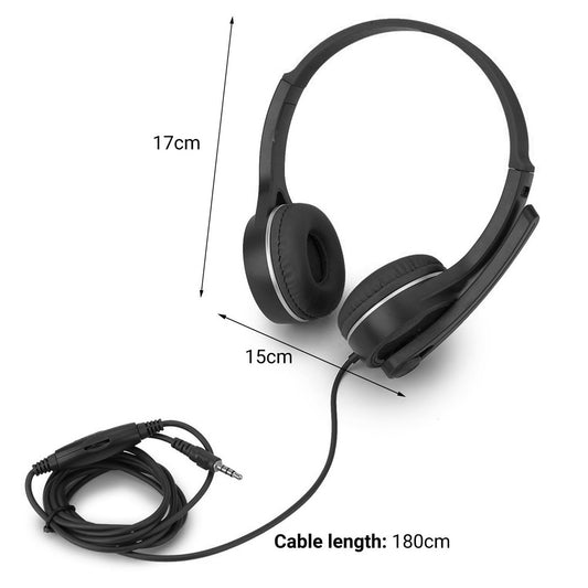 3.5mm Jack Wired Headphones, Over Ear Stereo Headset with Noise Reducing Boom Mic and in-Line Controls, for Kids Students Teachers Learning Studying and Office Work HDSET-G30