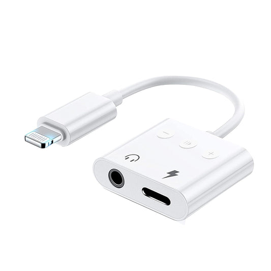 Lightning to 3.5mm Aux Headphone Jack Adapter for Apple iPhone X//8/7 Series - Three Button, Bluetooth, Music, Calls