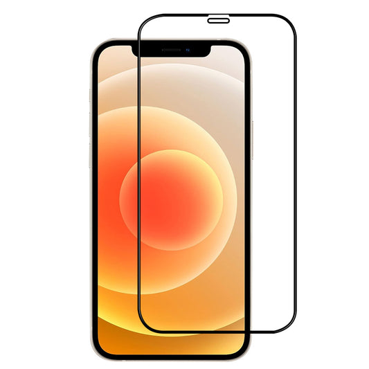 For iPhone 12 (6.1 inch) Clear 10D Full Coverage Tempered Glass Screen Protector Black Frame