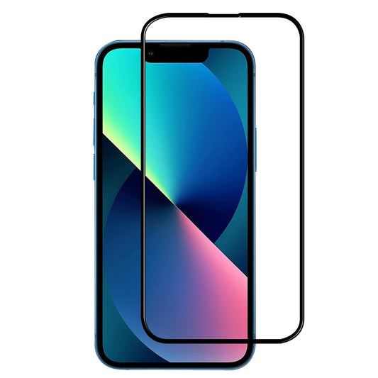 For iPhone 13 (6.1 inch) Clear 10D Full Coverage Tempered Glass Screen Protector Black Frame