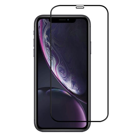 For iPhone XR (6.1 inch) Clear 10D Full Coverage Tempered Glass Screen Protector Black Frame