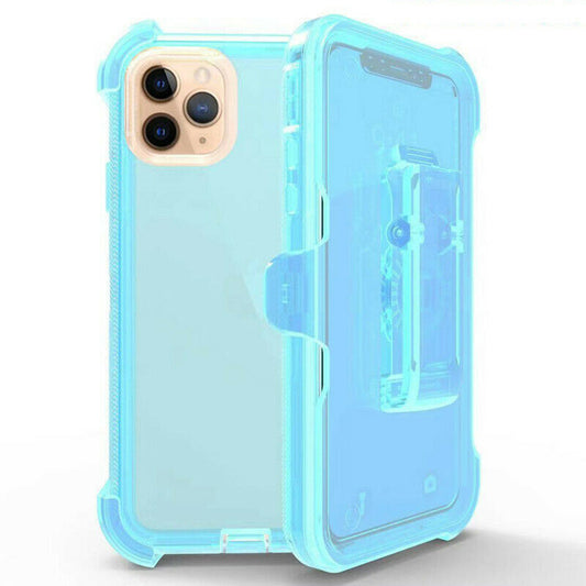 For iPhone 11 Pro Case Heavy Duty Defender Clear Cover with Belt Clip TRL55