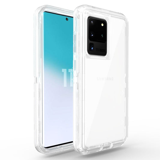 For Galaxy S20 Ultra Case Heavy Duty Defender Clear Cover with Belt Clip TRL55