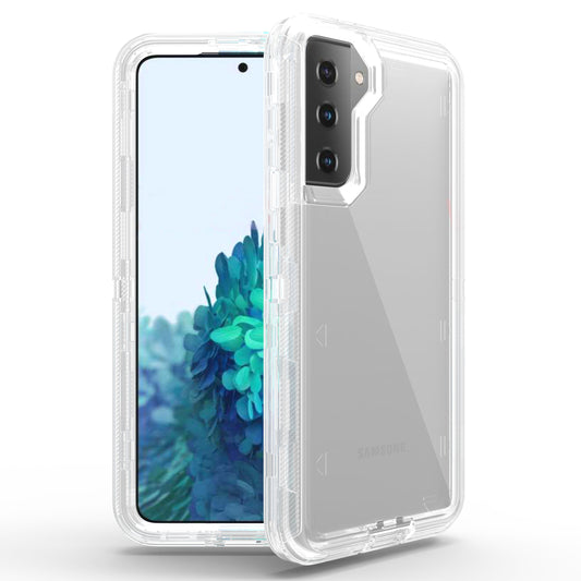 For Galaxy S21 Case Heavy Duty Defender Clear Cover with Belt Clip TRL55