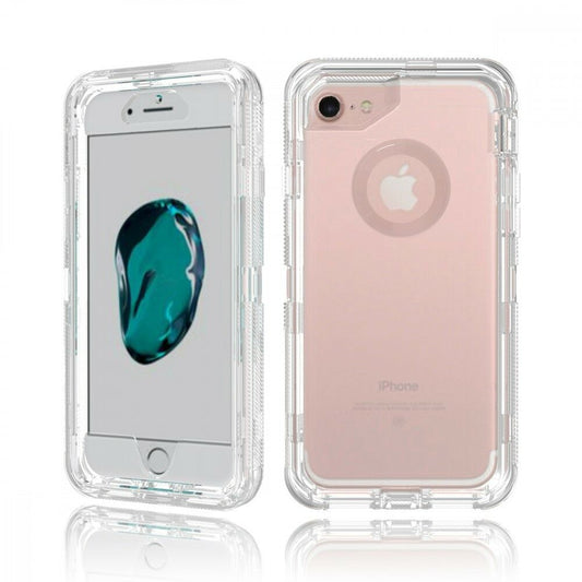For iPhone SE2 6 7 8 Case Heavy Duty Defender Clear Cover with Belt Clip TRL55