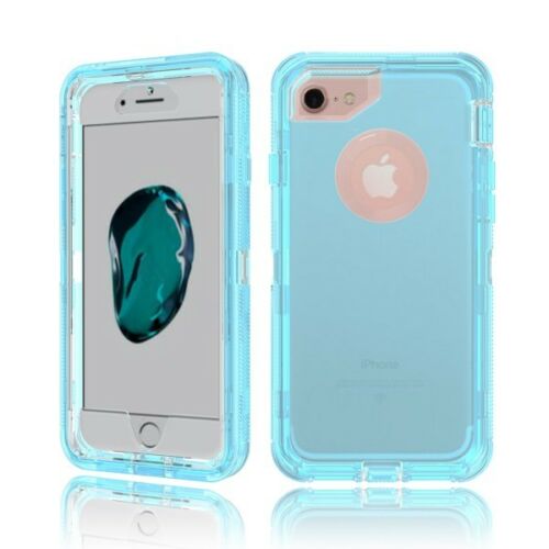 For iPhone SE2 6 7 8 Case Heavy Duty Defender Clear Cover with Belt Clip TRL55