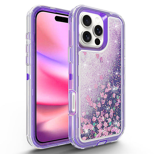 For iPhone 16 Pro Case Heavy Duty Defender Glitter Cover TRL56