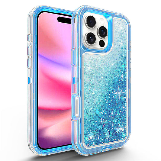 For iPhone 16 Pro Case Heavy Duty Defender Glitter Cover TRL56