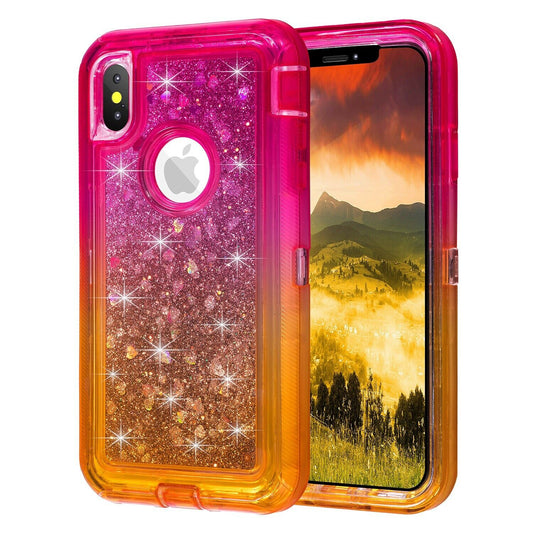For iPhone X Xs Case Heavy Duty Defender Glitter Cover TRL85