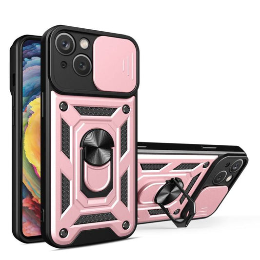 For iPhone 14 Plus Case with Magnetic Ring Holder Camera Hybrid Cover TWL126