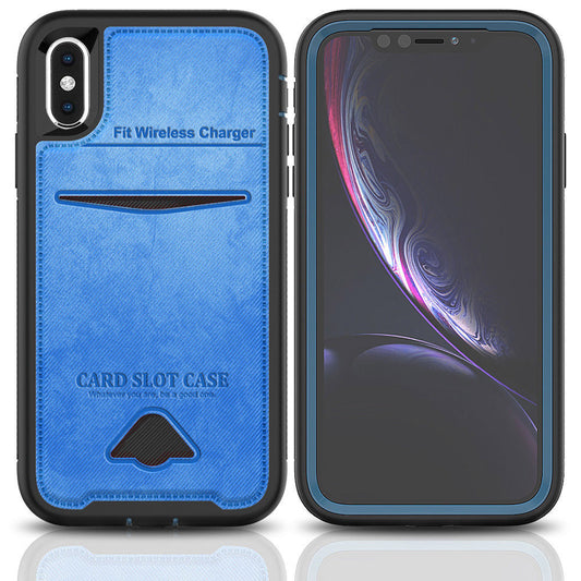 For iPhone X Xs Case with Card Slot Fit Wireless Charging Cover TWL76
