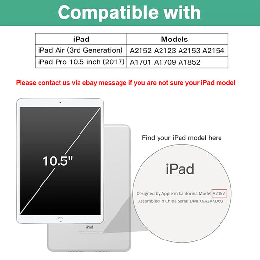 For iPad Air 3rd Case 10.5 inch 360 Degrees Rotating PU Leather Cover 360