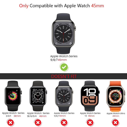 45mm Shockproof Cover Case with Tempered Glass Screen Protector For Apple Watch Series