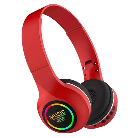 Wireless Bluetooth Headphones with LED Light, Over Ear Foldable Gaming Headset with Built-in Microphone 1FM 1SD Card Slot, High-Fidelity Sound for Universal Cell Phone and Bluetooth Device BTEP-HDSET-L68