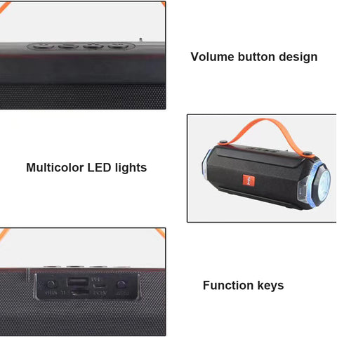 Portable Bluetooth Speakers, RGB Lights, without Kalack and Microphone, JR11