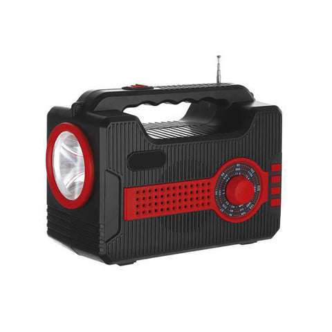Portable Solar Radio Speaker with Bluetooth 1FM 1AM 1SW 1USB 1TF Port, External Antenna Flashlight, T5219