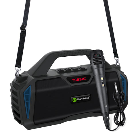 Portable Outdoor Bluetooth Wireless Speakers, with Microphone Boombox, Support FM Radio TF Card USB AUX, 6011M