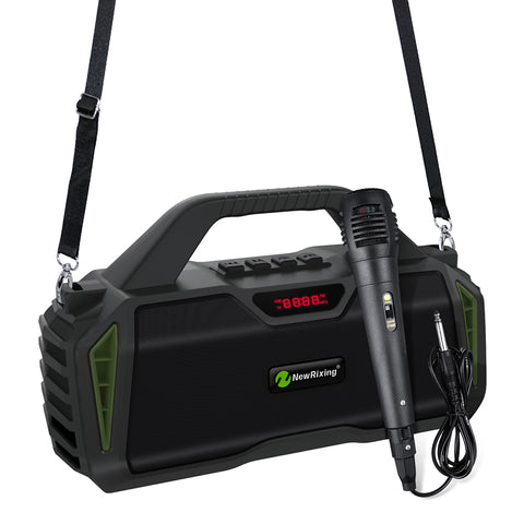 Portable Outdoor Bluetooth Wireless Speakers, with Microphone Boombox, Support FM Radio TF Card USB AUX, 6011M