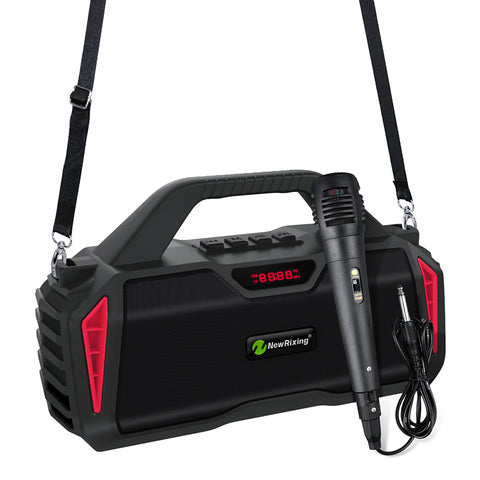 Portable Outdoor Bluetooth Wireless Speakers, with Microphone Boombox, Support FM Radio TF Card USB AUX, 6011M