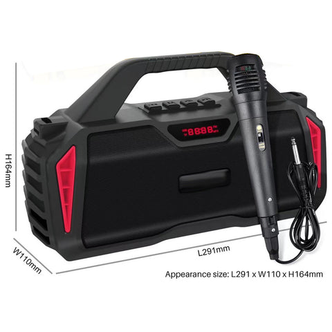 Portable Outdoor Bluetooth Wireless Speakers, with Microphone Boombox, Support FM Radio TF Card USB AUX, 6011M