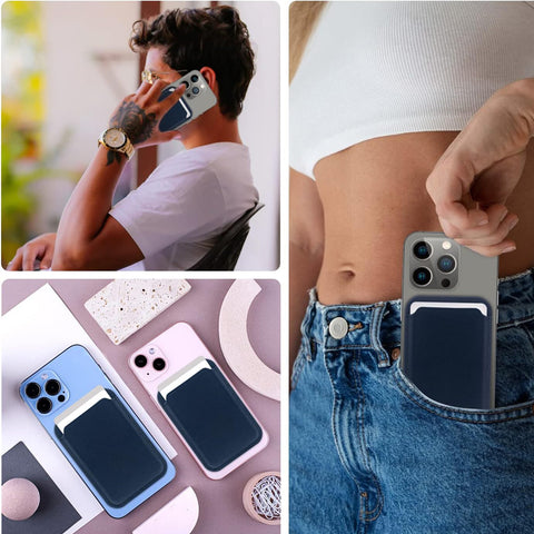 Cell Phone Stick-on ID Credit Card Holder PU Leather Wallet Sleeve Pouch