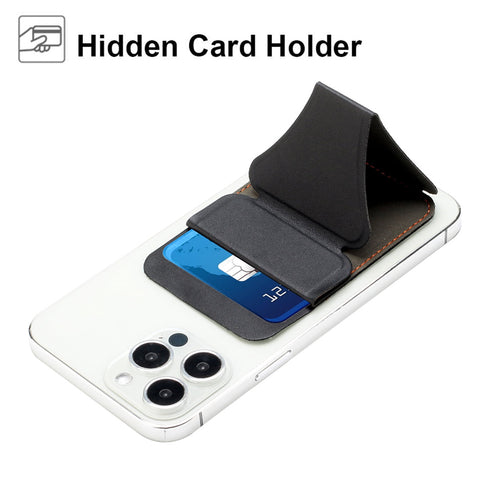 Cell Phone Stick-on ID Credit Card Holder with Stand Wallet Sleeve Pouch