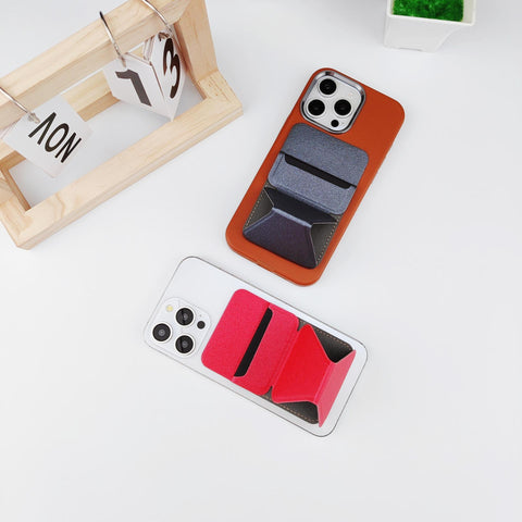 Cell Phone Stick-on ID Credit Card Holder with Stand Wallet Sleeve Pouch