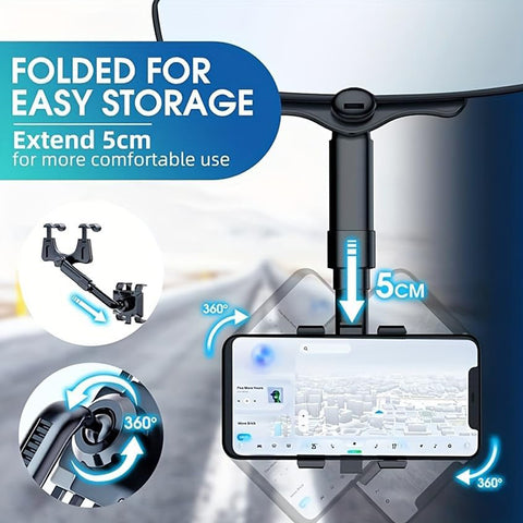 Car Phone Holder Mount, Multifunctional for Car Rearview Mirror / Desk Stand CHD14-MIR01