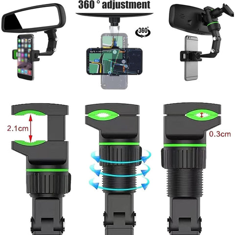 Car Phone Holder Mount, Multifunctional for Car Rearview Mirror / Desk Stand CHD14-MIR02