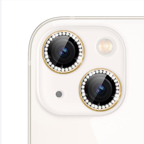 For iPhone 15 Plus Bling Rhinestones Camera Lens Tempered Glass Screen Protector