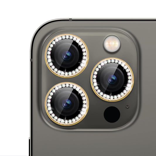 For iPhone 15 Pro Max Bling Rhinestones Camera Lens Tempered Glass Screen Protector CMA001