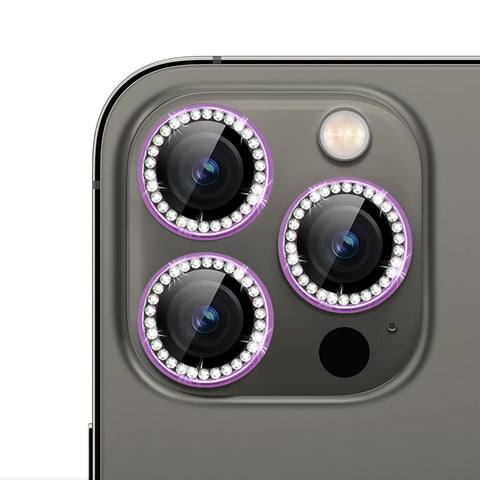 For iPhone 15 Pro Bling Rhinestones Camera Lens Tempered Glass Screen Protector CMA001