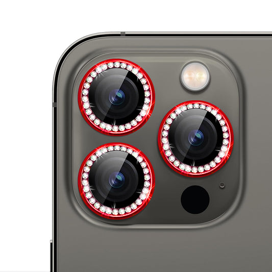 For iPhone 15 Pro Max Bling Rhinestones Camera Lens Tempered Glass Screen Protector CMA001