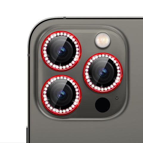 For iPhone 15 Pro Bling Rhinestones Camera Lens Tempered Glass Screen Protector CMA001