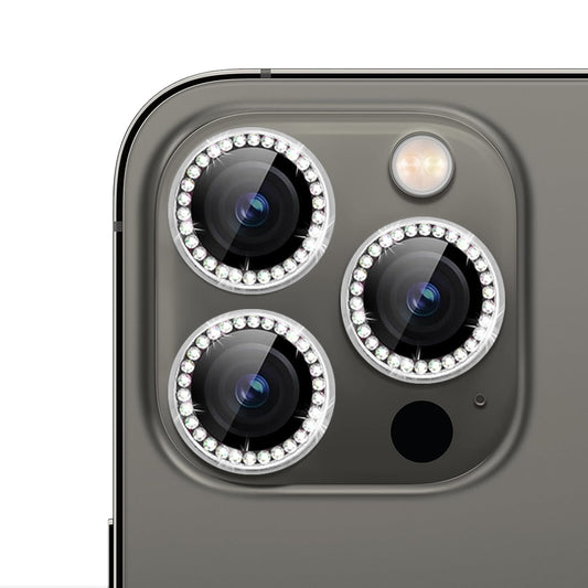 For iPhone 15 Pro Bling Rhinestones Camera Lens Tempered Glass Screen Protector CMA001