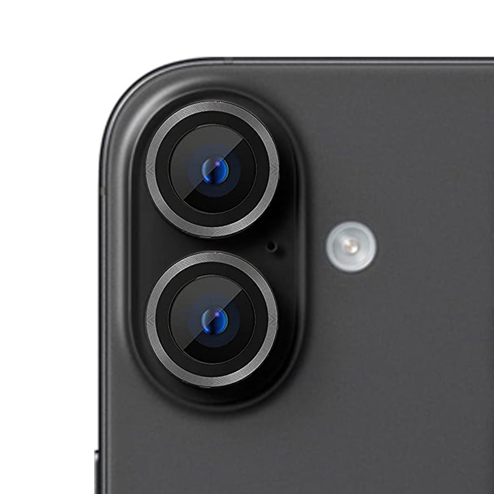 For iPhone 16 Plus Single Metal Ring Camera Lens Tempered Glass Screen Protector